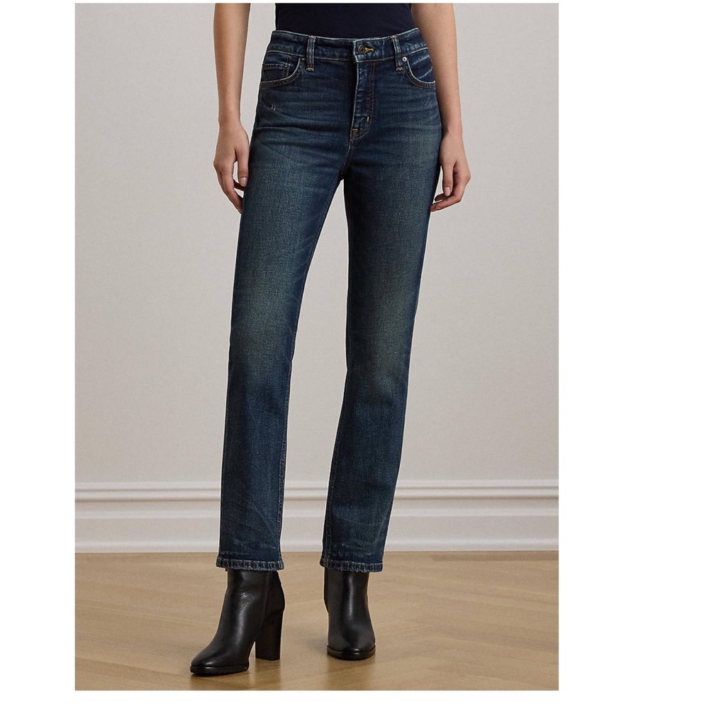Lauren Ralph Lauren High-Riseβ Straight Ankle Jeans Cypress Wash Blue Denim 18W